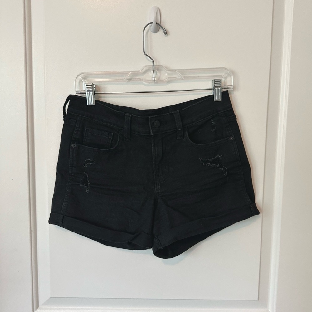 Old Navy Women's Black Denim Rolled Hem Shorts, Size 2